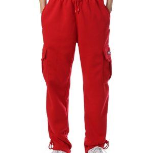 Men's Fleece Cargo Sweatpants Heavyweight Red